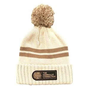 NWT Stripe Pom Cuff Beanie Cream